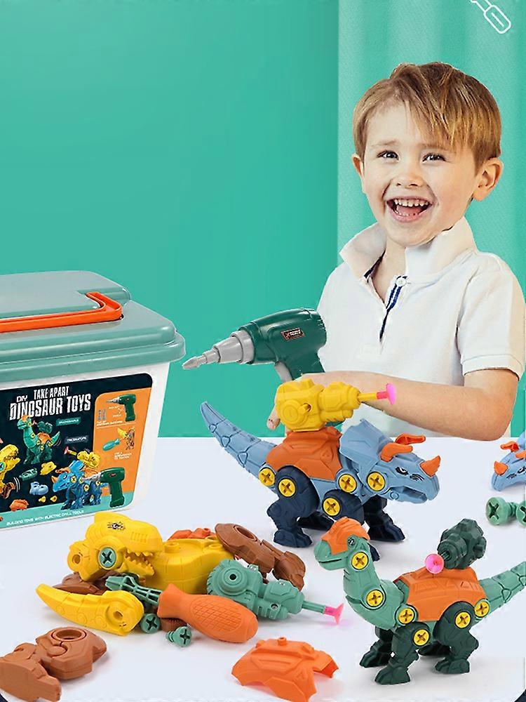 DIY Electric Drill Dinosaur Assembly Toy Set for Kids with Archery Function