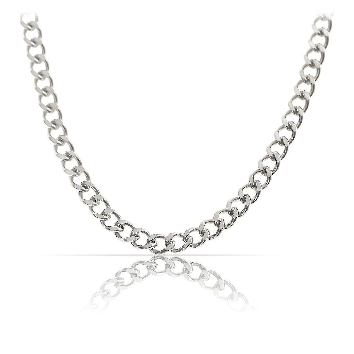Stal nierdzewna Wysokiej jakości srebrny łańcuch 60cm King Chain 4mm Cuban Link Curb Chain Biżuteria męska (srebrna 4mm)