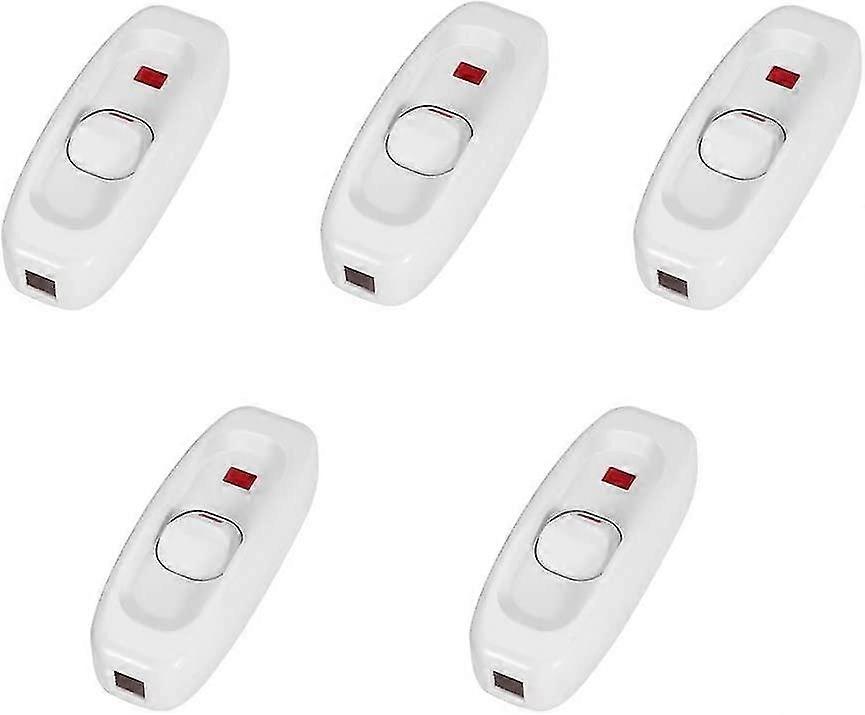 Light Switch, Inline On/off Table Desk Lamp Cord Cable Switch(5pcs, White)