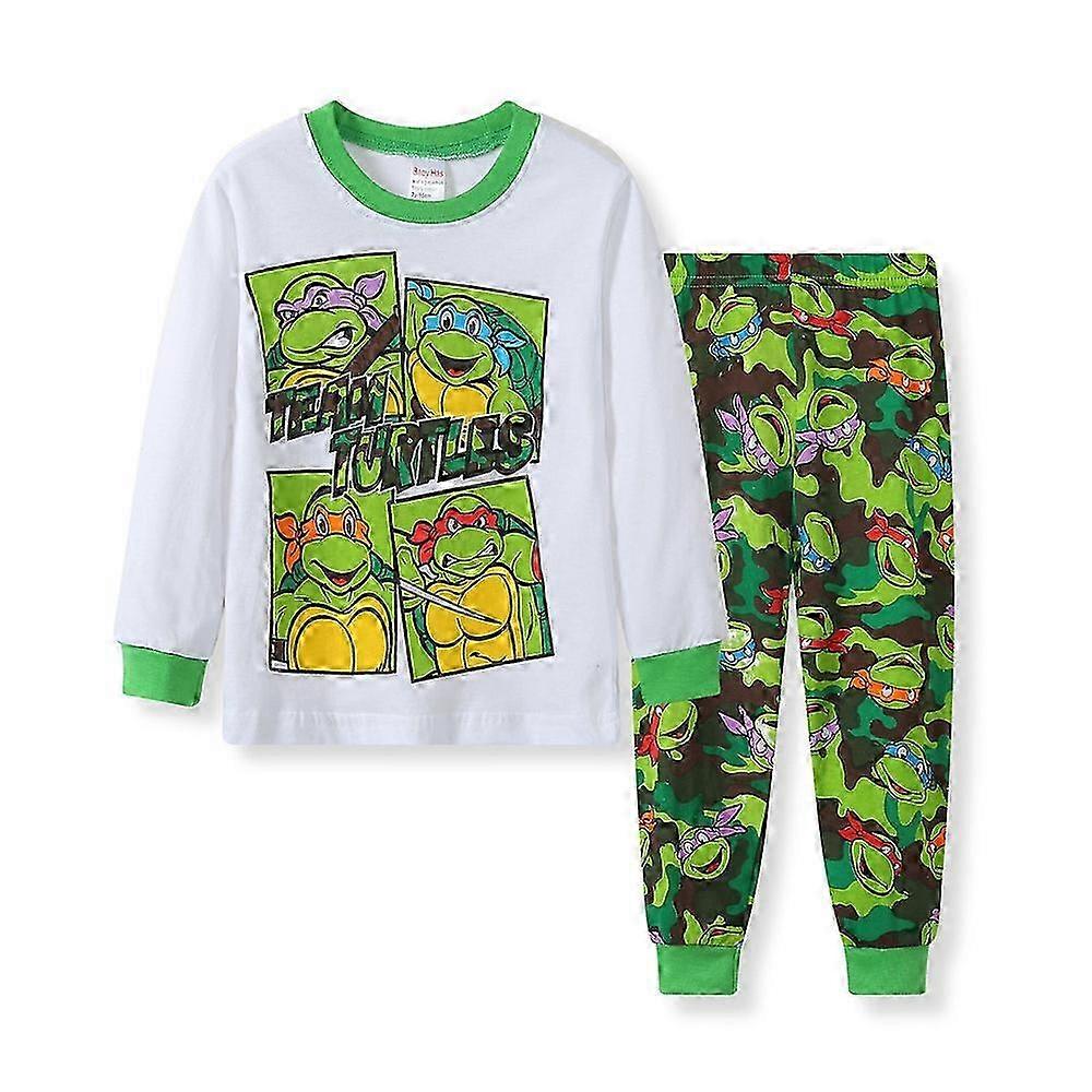 Teenage Mutant Ninja Turtles Teema Pyjamat Pjs Setti 4-7Vuotta Lapset Pojat Pitkähihaiset topit Housut Housut Pyjamat Yöasut Yöasut