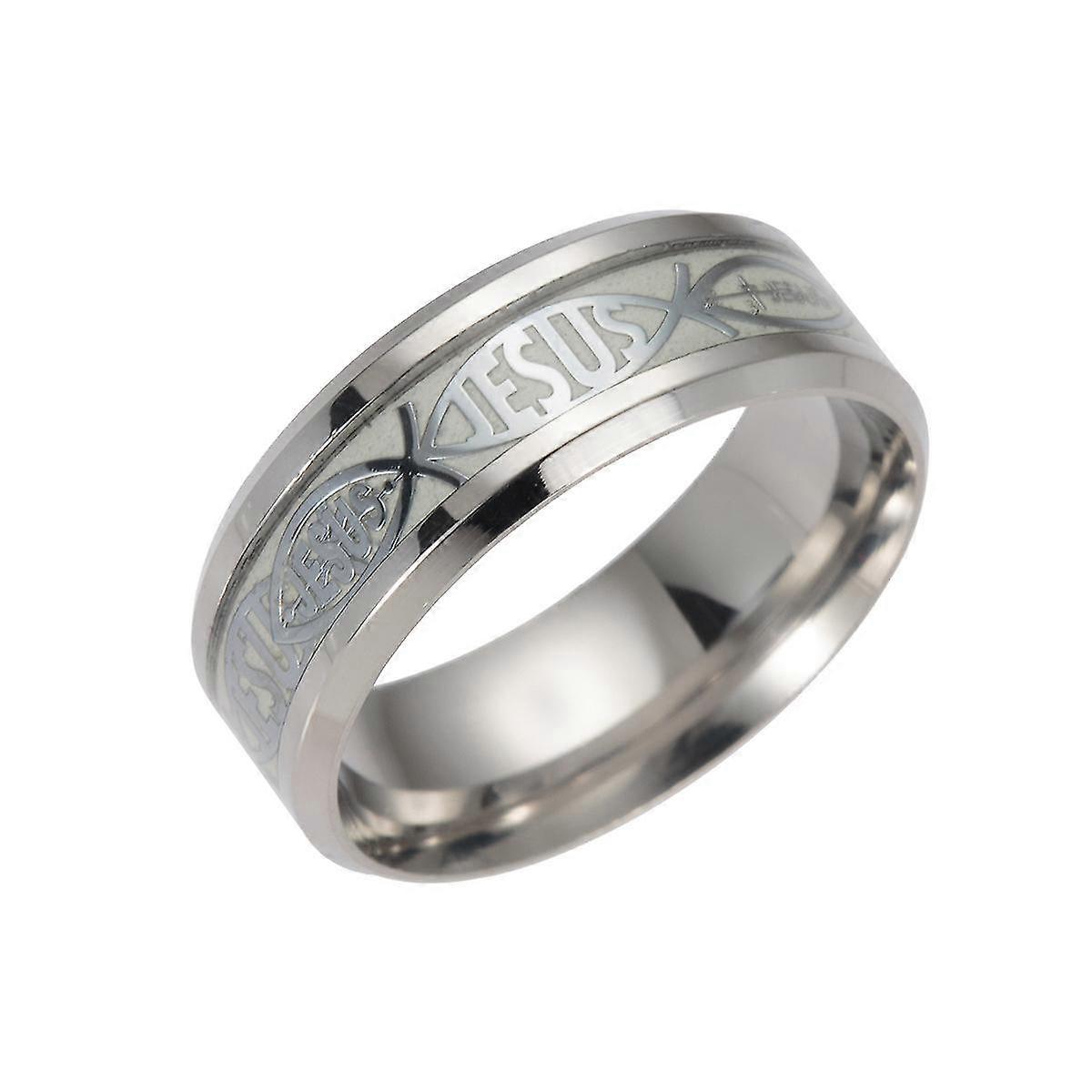 Luminous Rings Jesus Letters Men And Women Titanium Steel Ring