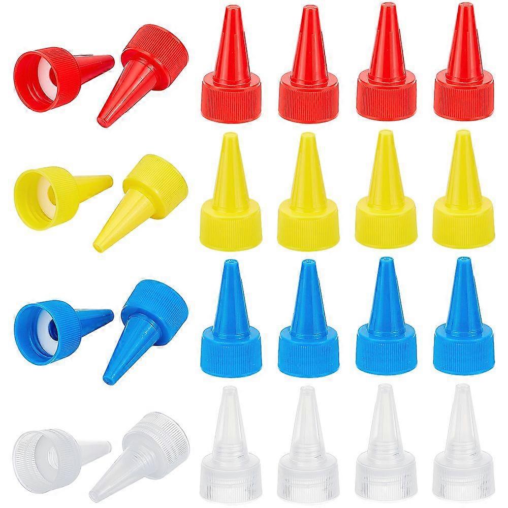 40Pcs 4 Colors Plastic Twist Top Nozzle Cap for Squeeze Bottle Cone Mixed Color 49x26.5mm Hole: 2mm Inner Diameter: 22.5mm 10pcs/color