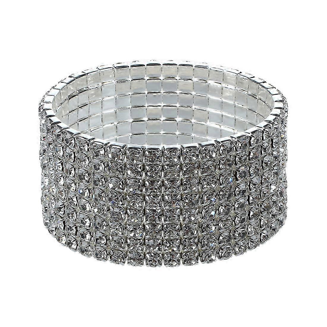 Bracelet de mariage extensible avec 8 rangs de strass, 28 mm
