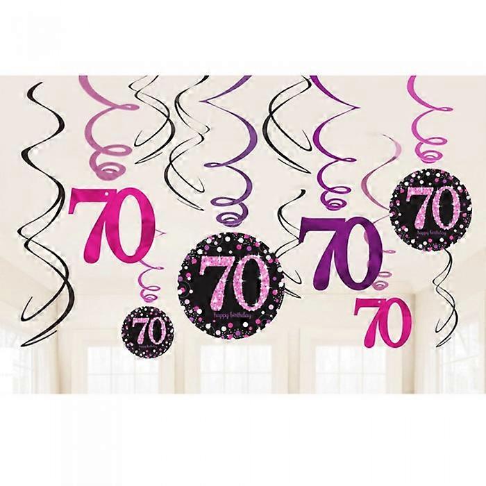 Amscan Pink 70th Birthday Party Swirls (Pack of 12)