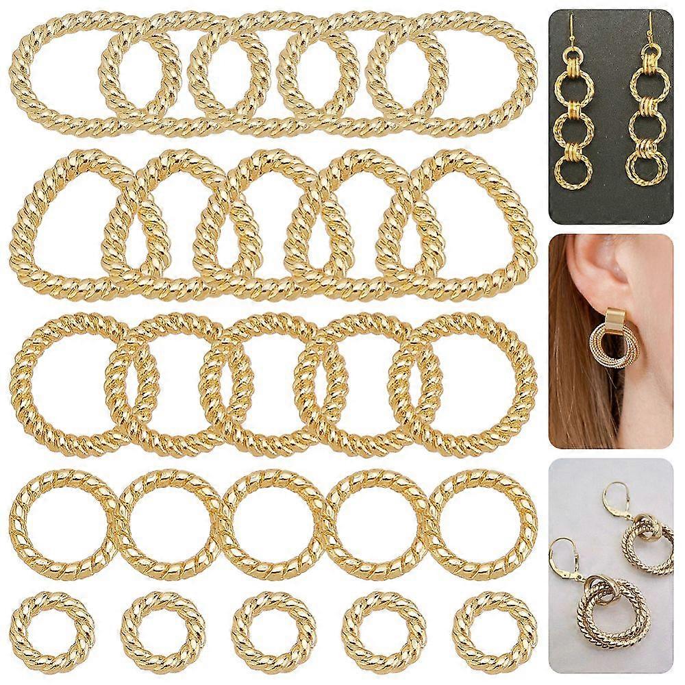 100 Pcs Alloy Linking Rings 5 Styles Gold Ring Triangle Oval Twisting Connector Rings Metal O Ring Connector Linking Rings Chain Links for Necklace Je