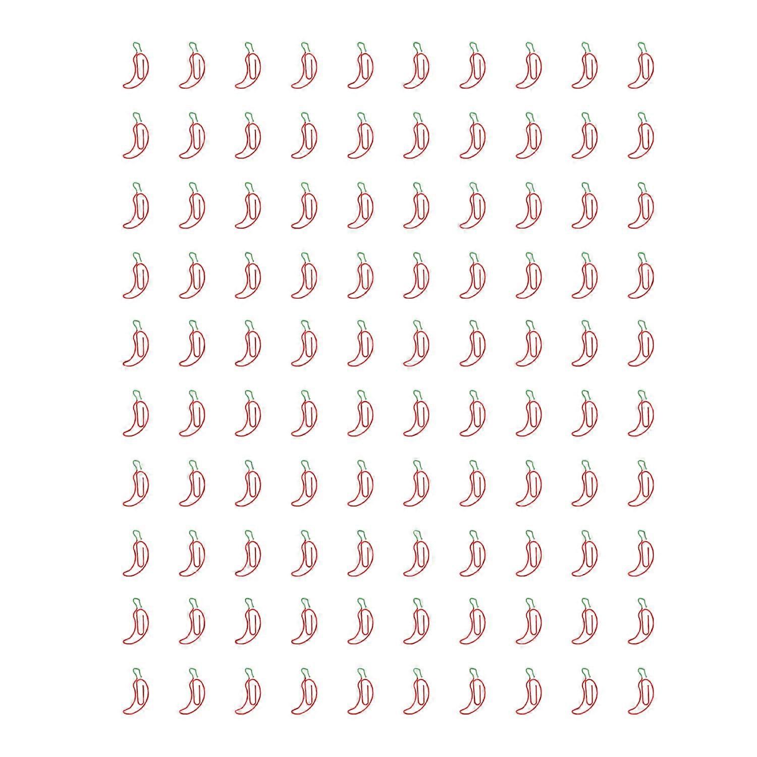 100個入り ペーパークリップ ペッパー型 滑り止め効果アップ 錆防止 金属製 かわいいペーパークリップ