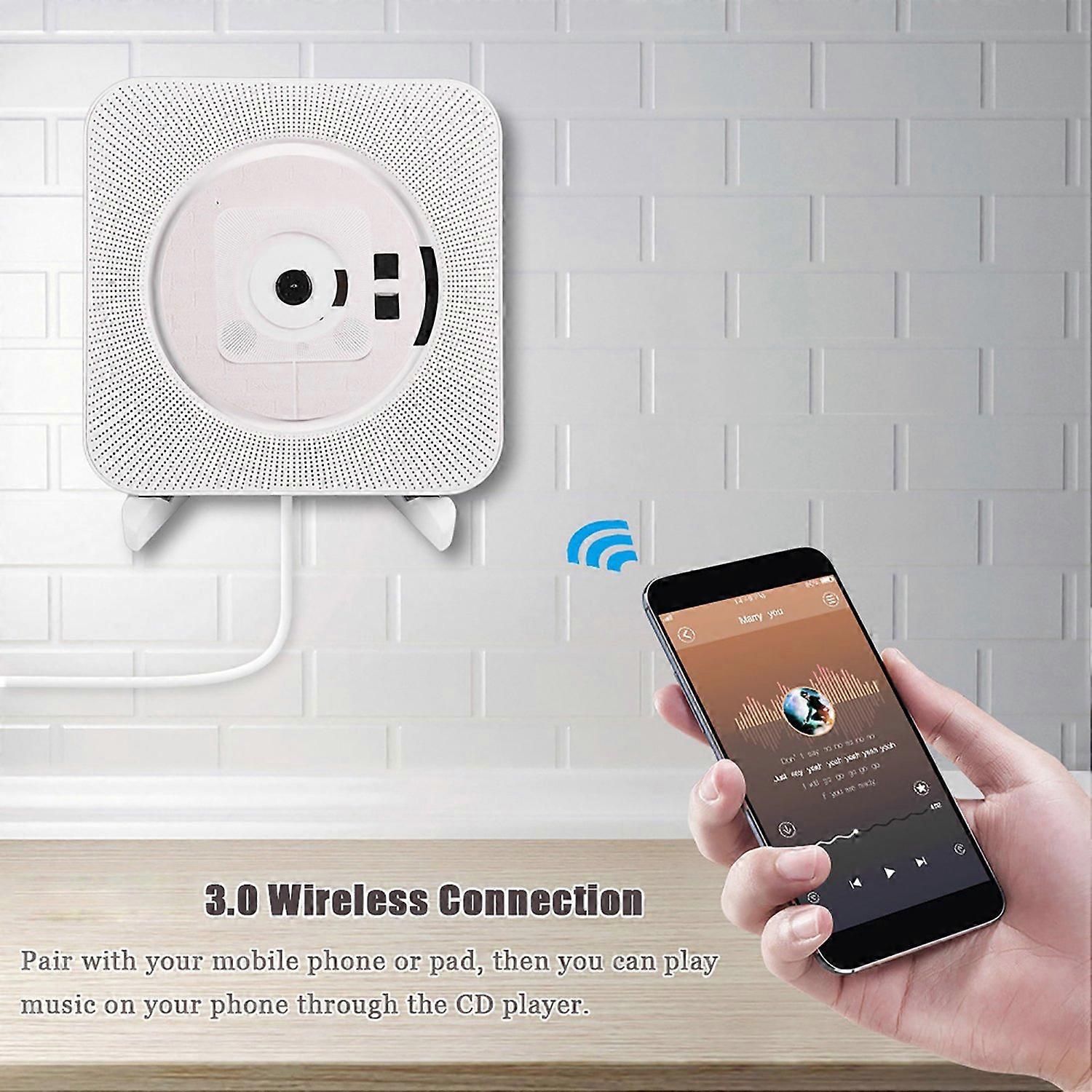 Portable Wall Mounted Bluetooth Stereo Remote Control CD MP3 Player UK Plug