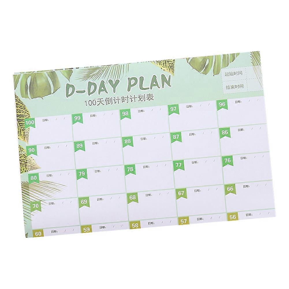 Lovely 100-day Countdown Study Work Planner Time Schedule(Green)