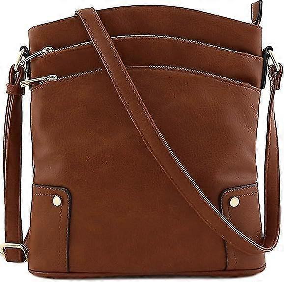 Triple Zip Pocket Large Crossbody Bag