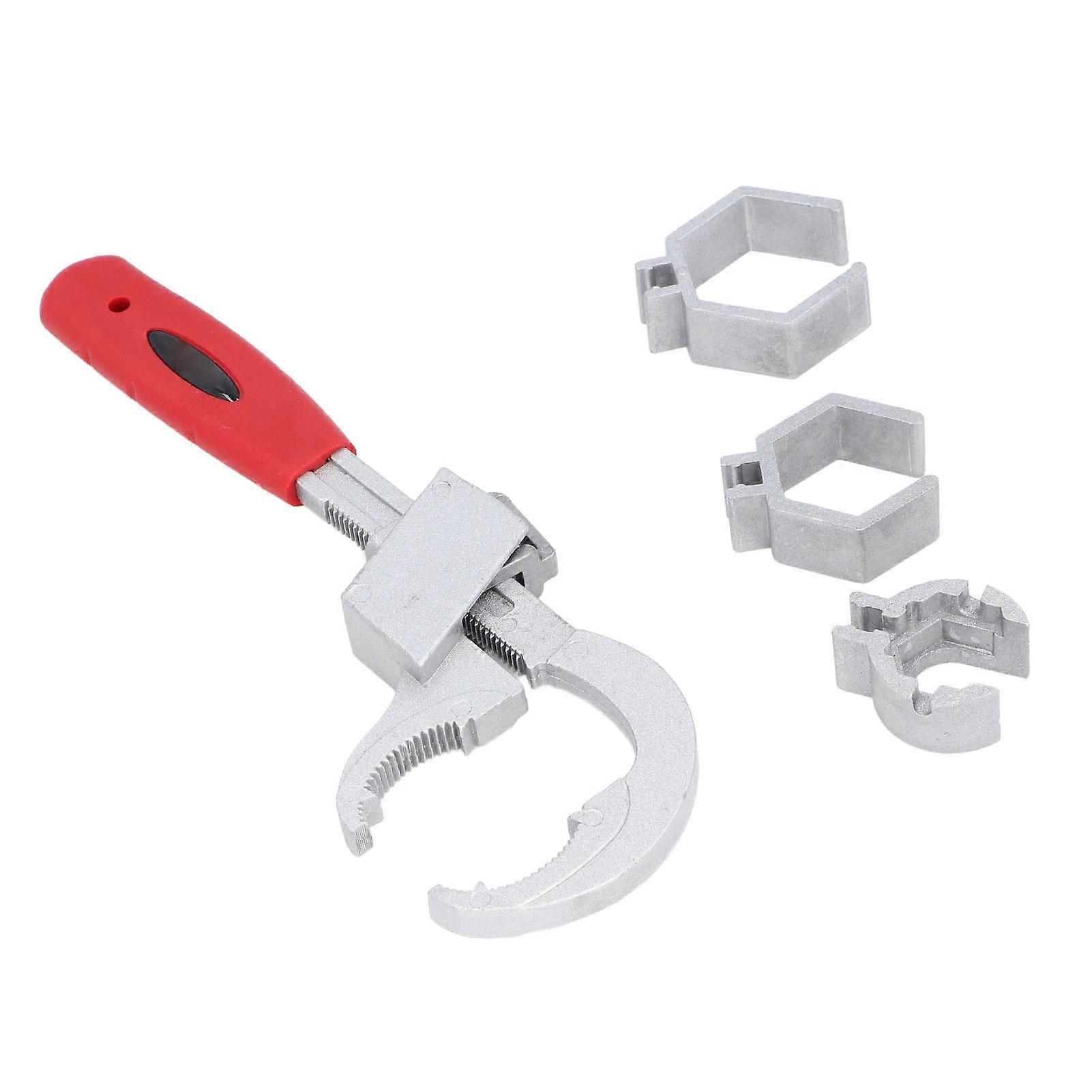 Universal Adjustable Double Ended Wrench Multifunctional Bathroom Sink Wrench Set Repair Tool 80mm Opening with 3 Chucks 
