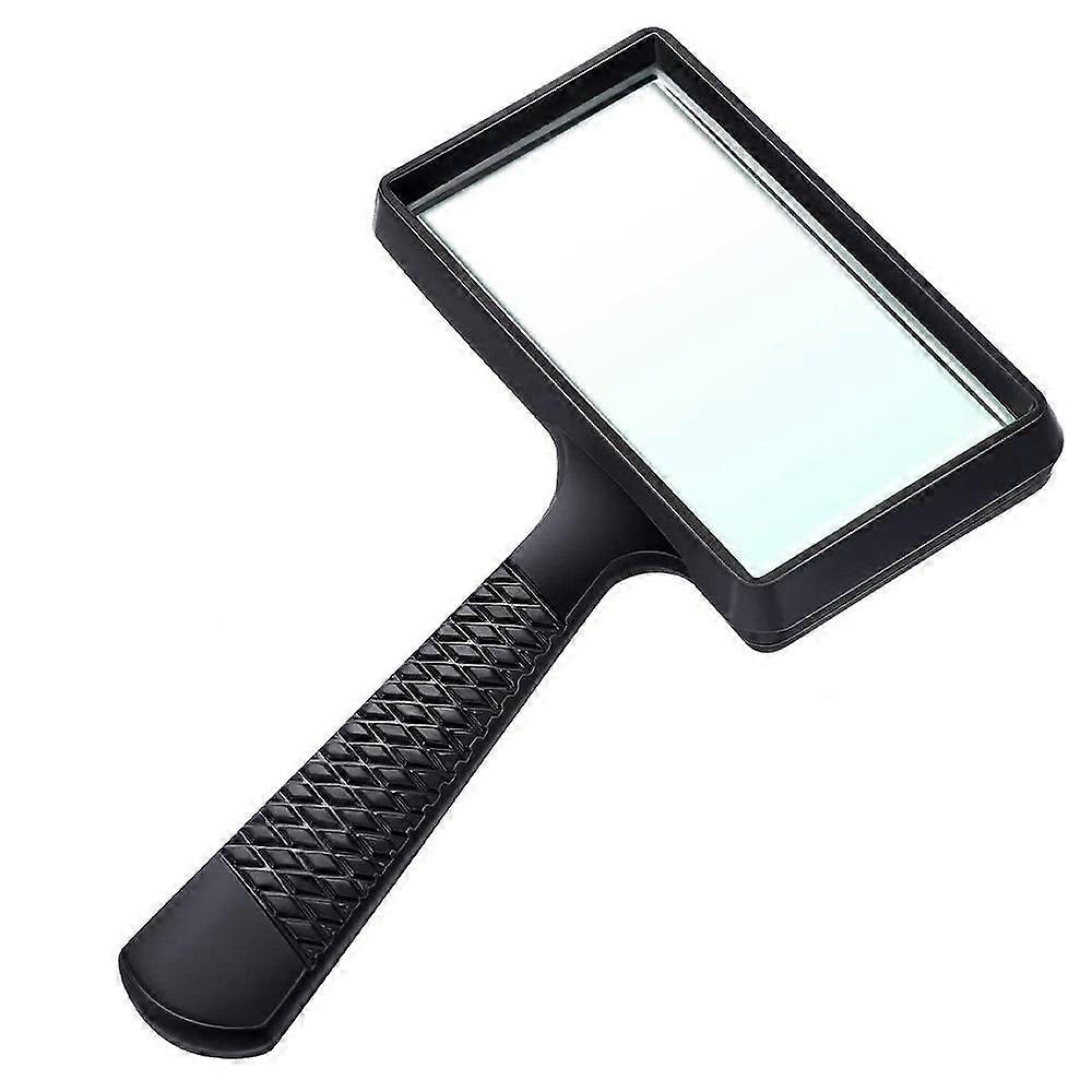 5X Portable Magnifying Glass, 3.77 x 1.89 Inch Rectangular Magnifying Glass, Scratch Resistant Glass Lens for Elderly Reading, Hobby, Repairing, Obser