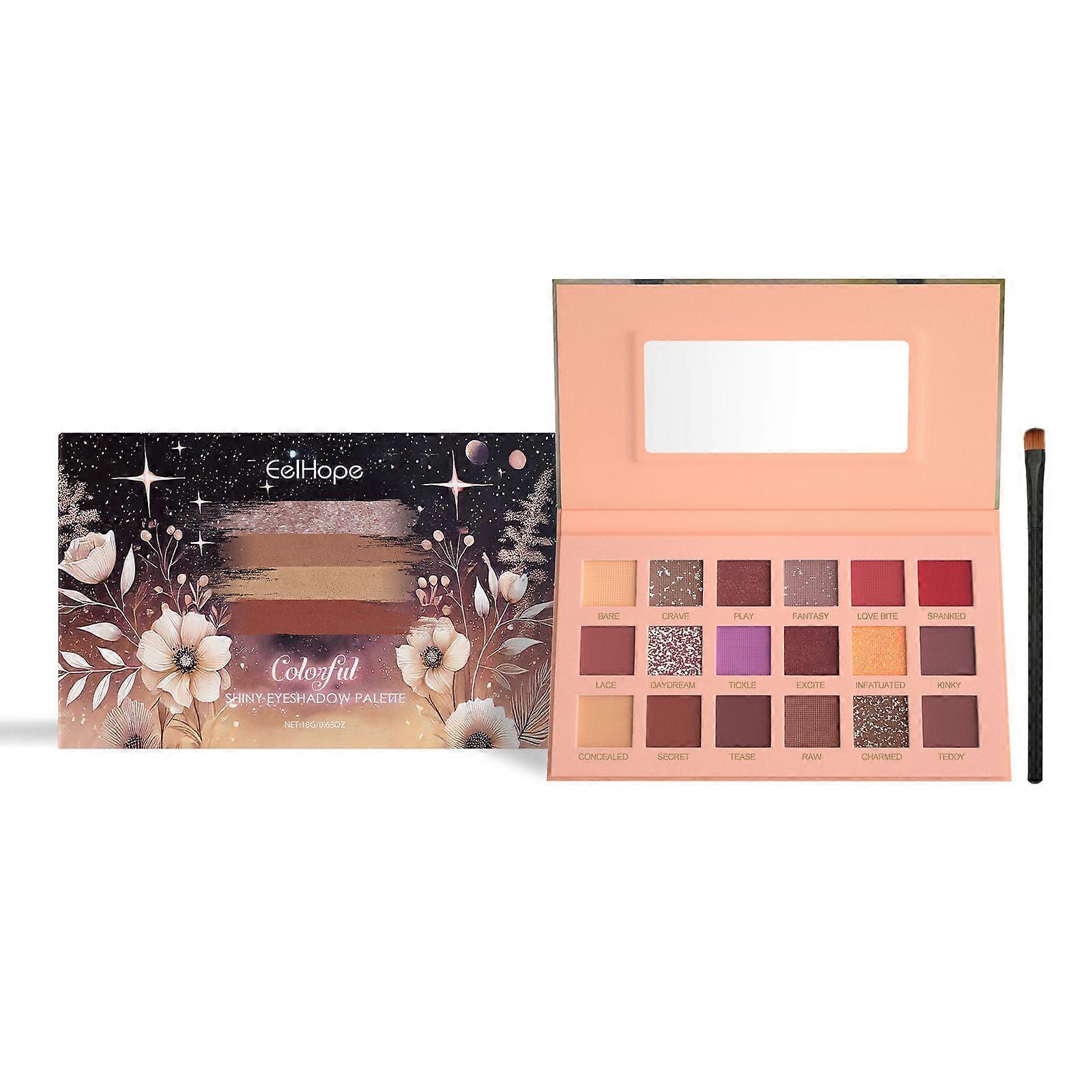 Eelhope 18-Color Eyeshadow Palette Eyeshadow Makeup Eyeshadow Multicolor Eye Palette With 18-Color Everyday Glitter