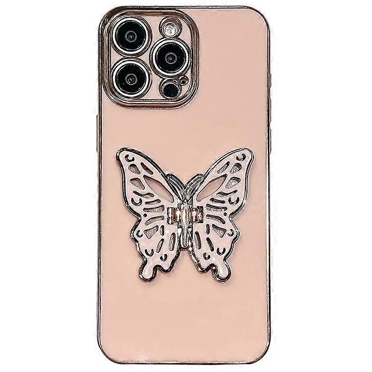Compatible For iPhone 16 Pro Max Case Butterfly Kickstand TPU Electroplating Phone Cover