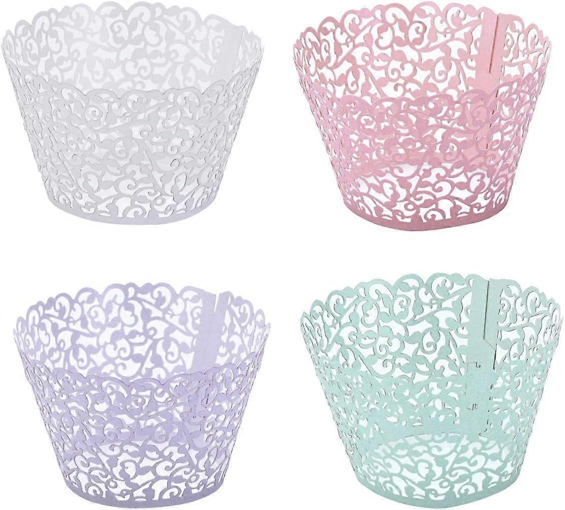 Wedding Party Decoration, 40pcs Creamy White Lace Cupcake Liners Hollowed-out Design, Not For Oven Use But Ideal For Enhancing The Visual Appeal Of
