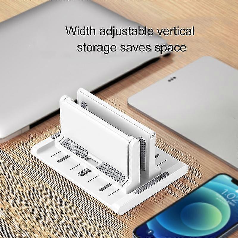 Adjustable Vertical Laptop Stand For Desk Notebook Holder With Phone Stand and Adjustable Width