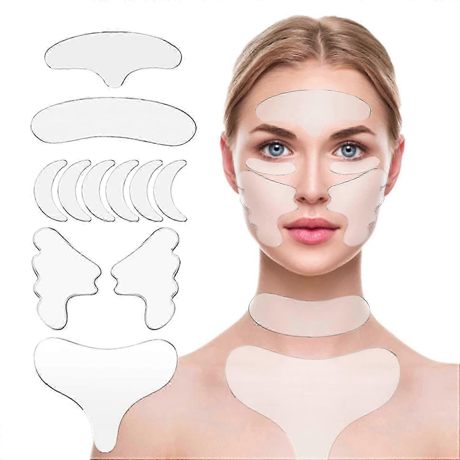 Anti-Wrinkle Silicone Patches for Face & Body - 11-Pc Reusable Set, Multi-Area Use