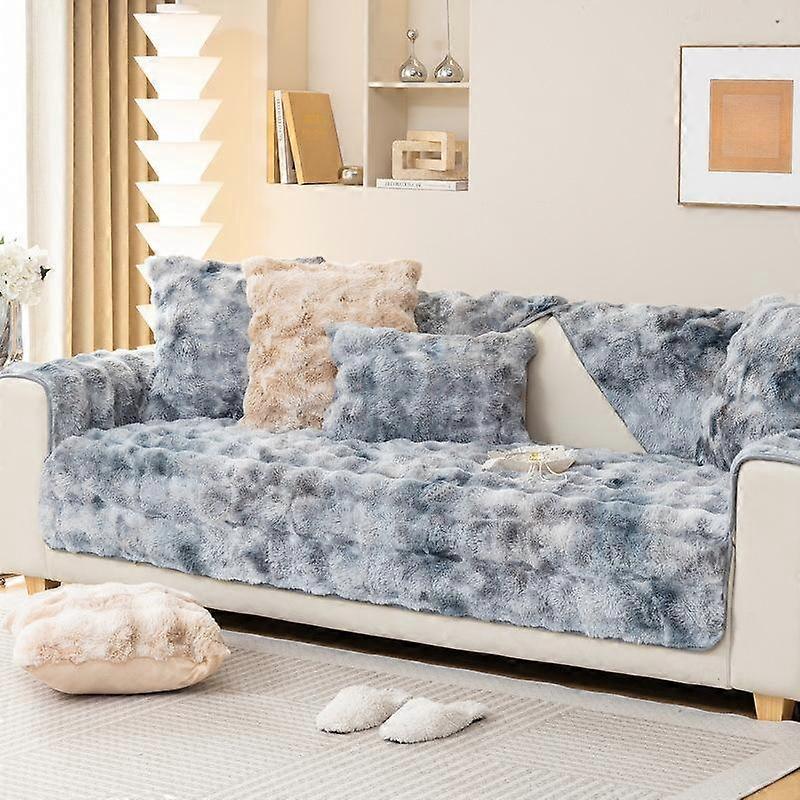 Autumn and Winter Thickened Non-slip Sofa Cushion Bubble Rabbit Velvet Sofa Cushion Stain-resistant Warm Color Foam Velvet Cushion Cover
