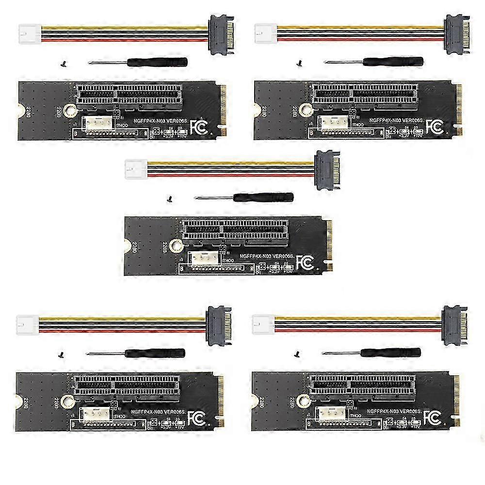 5Set NGFF M.2 to PCI-E 4X Riser Card M2 Key M to PCIe X4 Adapter with LED Voltage Indicator for ETH