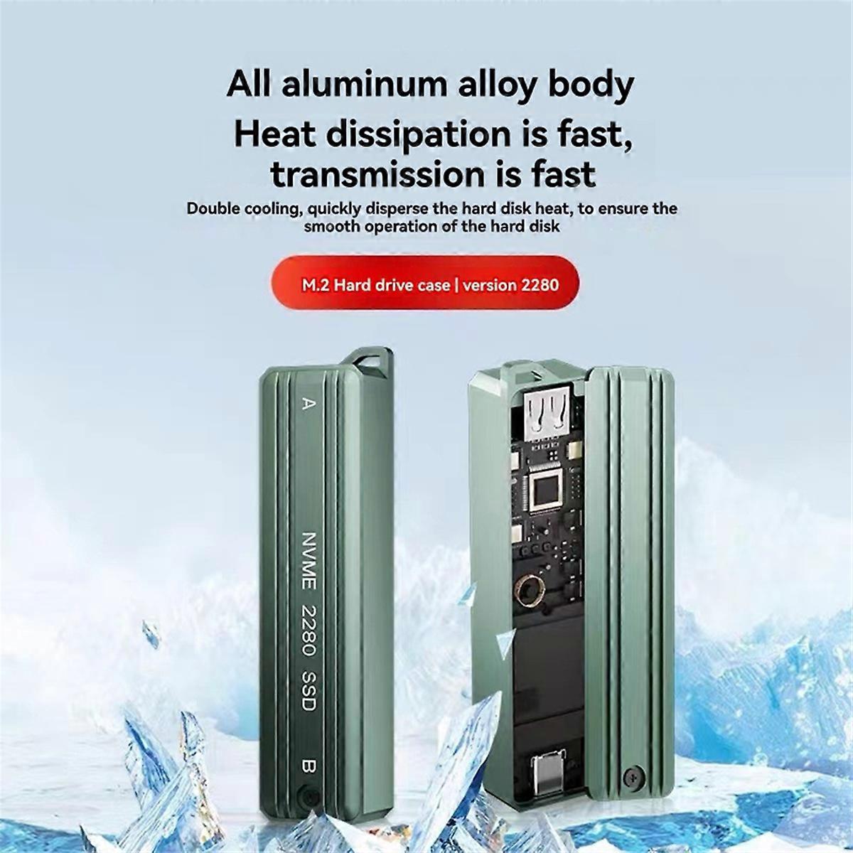 M.2 NVME SSD Case External Enclosure USB3.1 10Gbps NVME Hard Drive Case Adapter Box