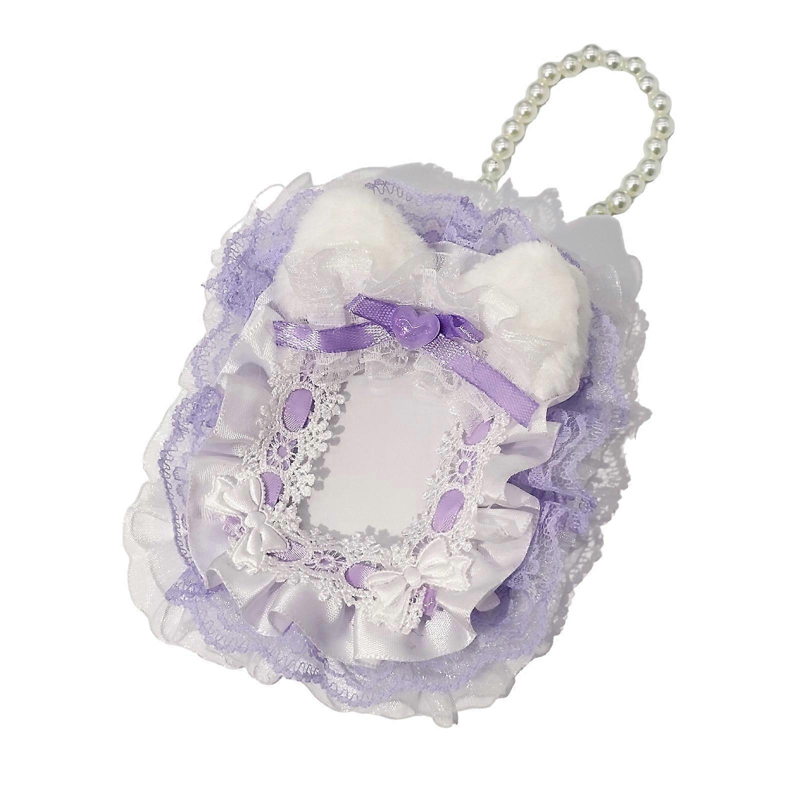 Plush Cats Ears Photo Card Protector with Beads Chain Photo Card Protector Photocard Protective Case with Chain Pendant