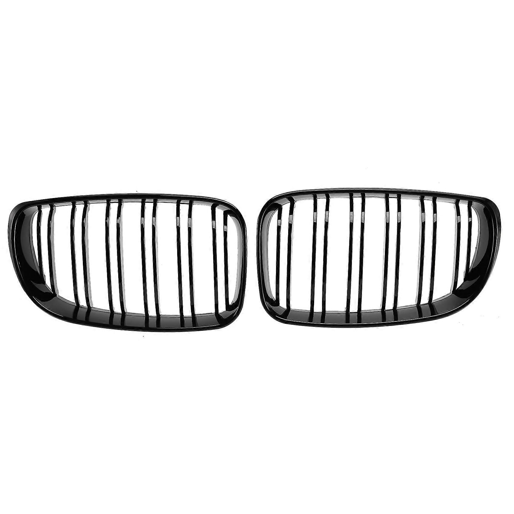 Glossy Black Dual Slats Front Kidney Grille Grill Replacement for E81 E87 E82 E88 120I 128I 130I 135
