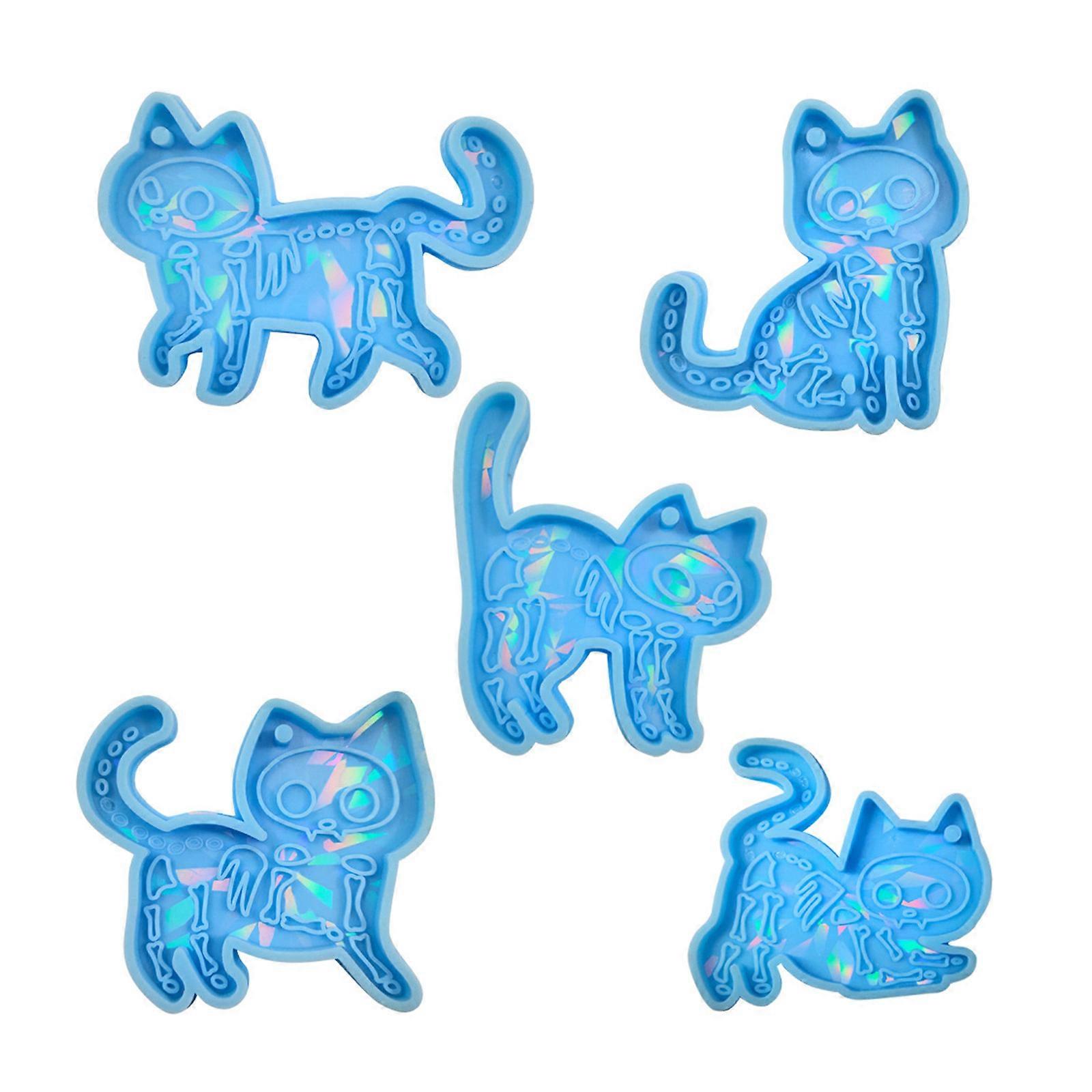 Cute Cat Shaped Silicone Molds DIY Handmade Crafts Holographic Resin Molds Keyring Earring Pendant Making Tool Durable  Blue