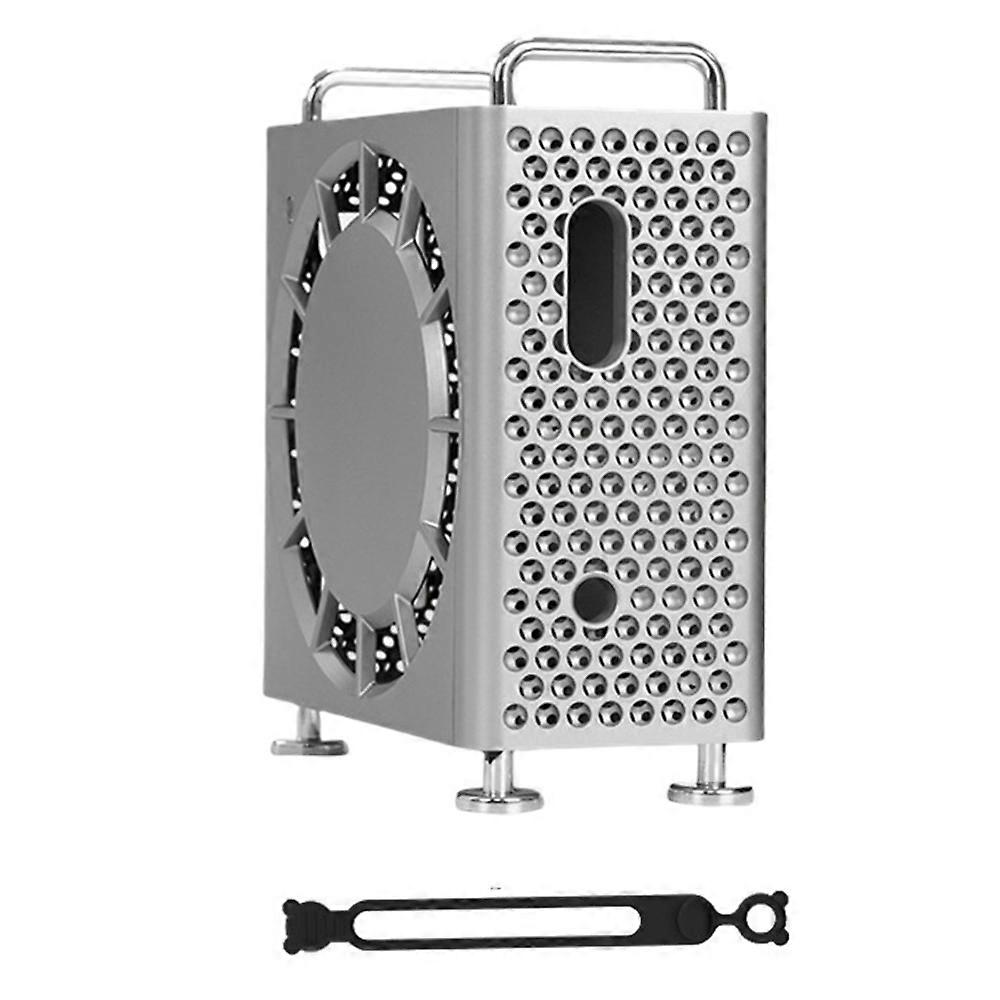For Apple Mac Mini M4 M4 Pro Protective Case Anti Drop Cooling Shell with Cable Silicone Ties - Silv