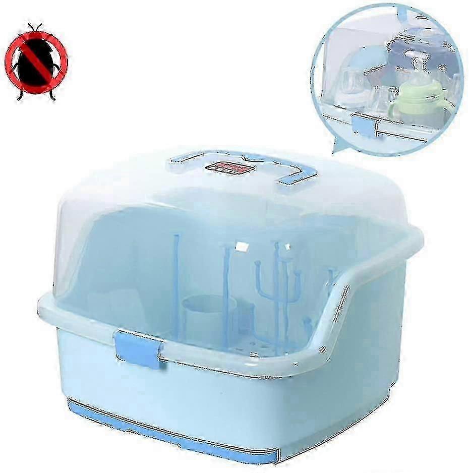 Portable Bottle Drying Rack With Dust Cover,   Bottle And Dish Storage Box