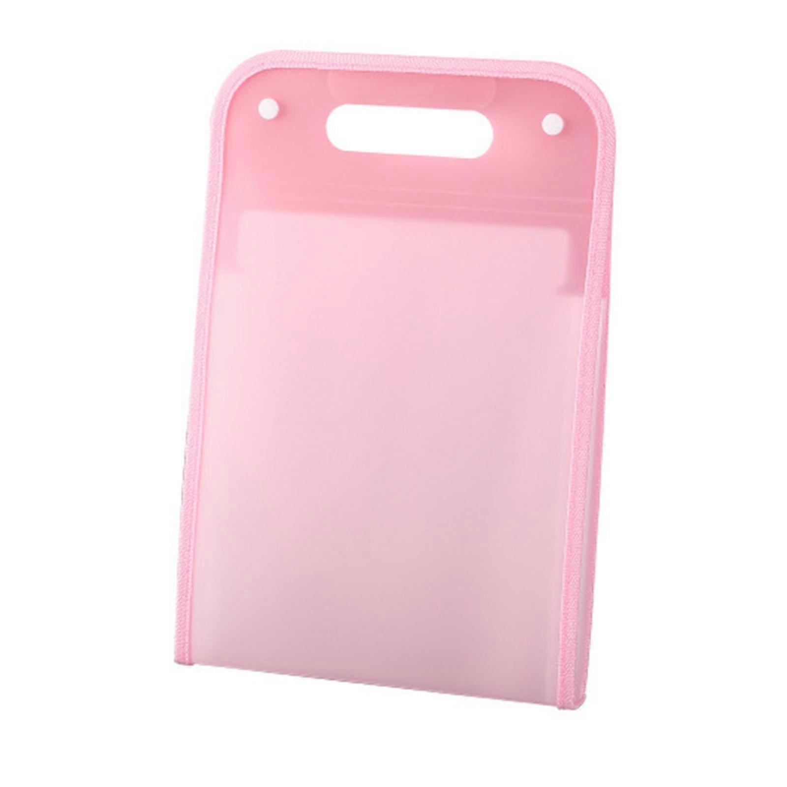 Handheld Accordion Folder 14'' x 9.5'' Vertical Filling A4 File Folder Document Organizer Bag 12 Pockets Max 1000 Sheets  Pink