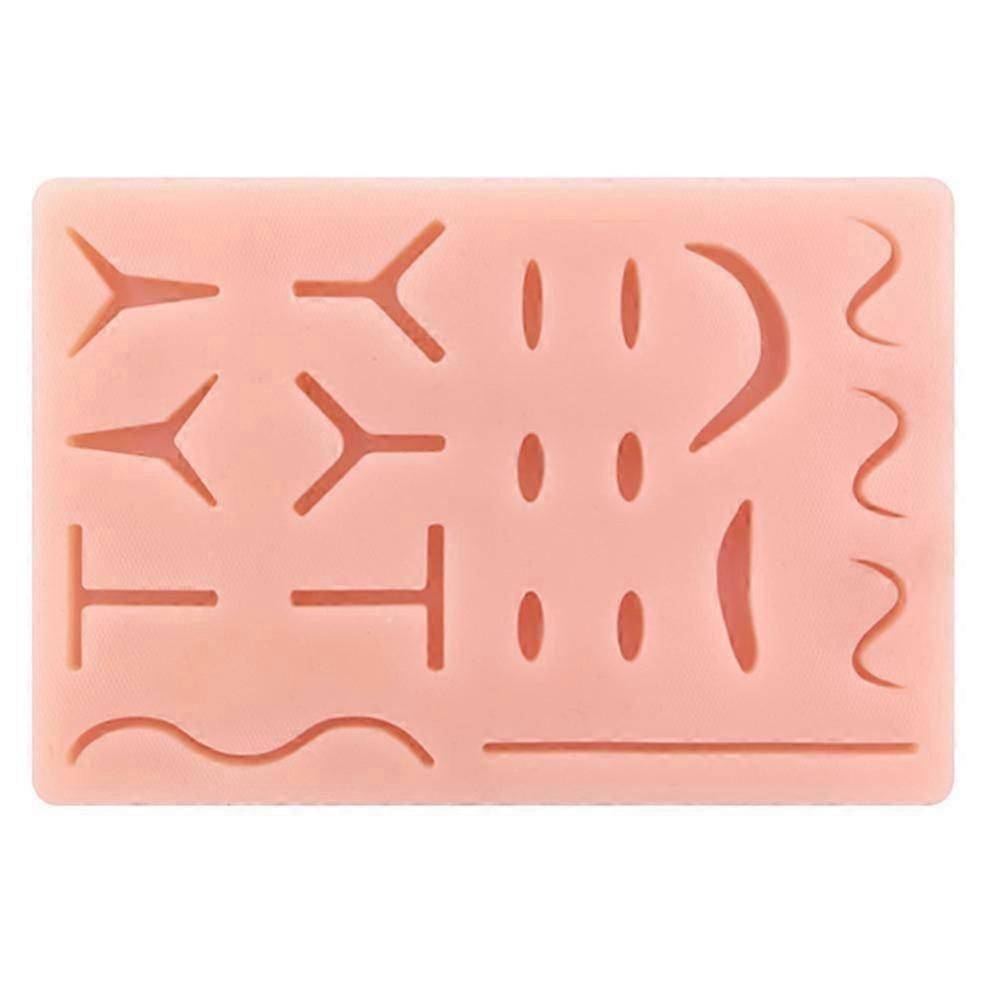 Suture Practice Pad Reusable Silicone Training Skin Model with 19 Pre-Cut Wounds for Student Traini