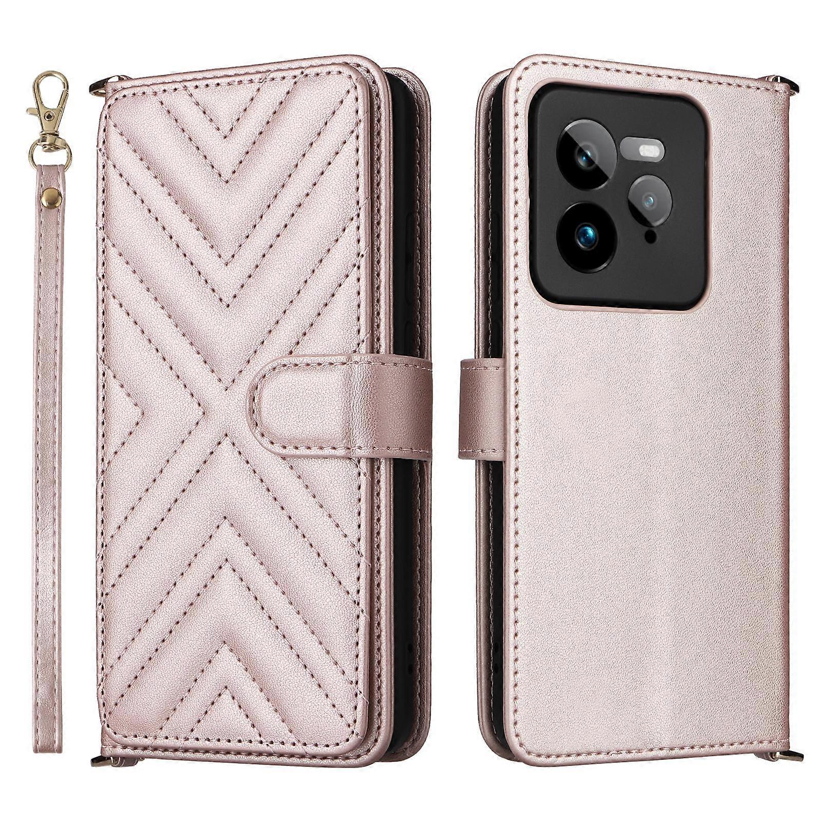 جراب هاتف جلدي متعدد الوظائف ب 6 فتحات من البطاقات مع حزام معصم