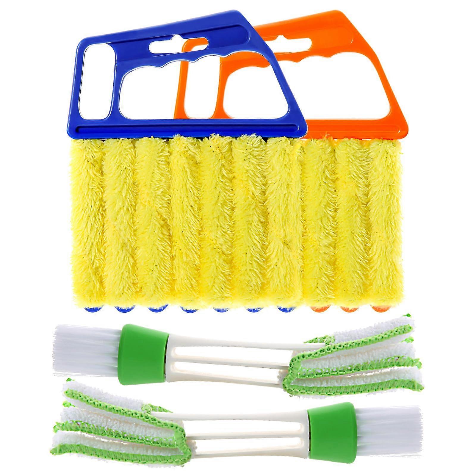 4Pcs Window Venetian Blind Cleaner Duster Tool, Washable 7-Finger Dusting Brush for Blinds, Air Conditioner, and Keyboard Cleaning