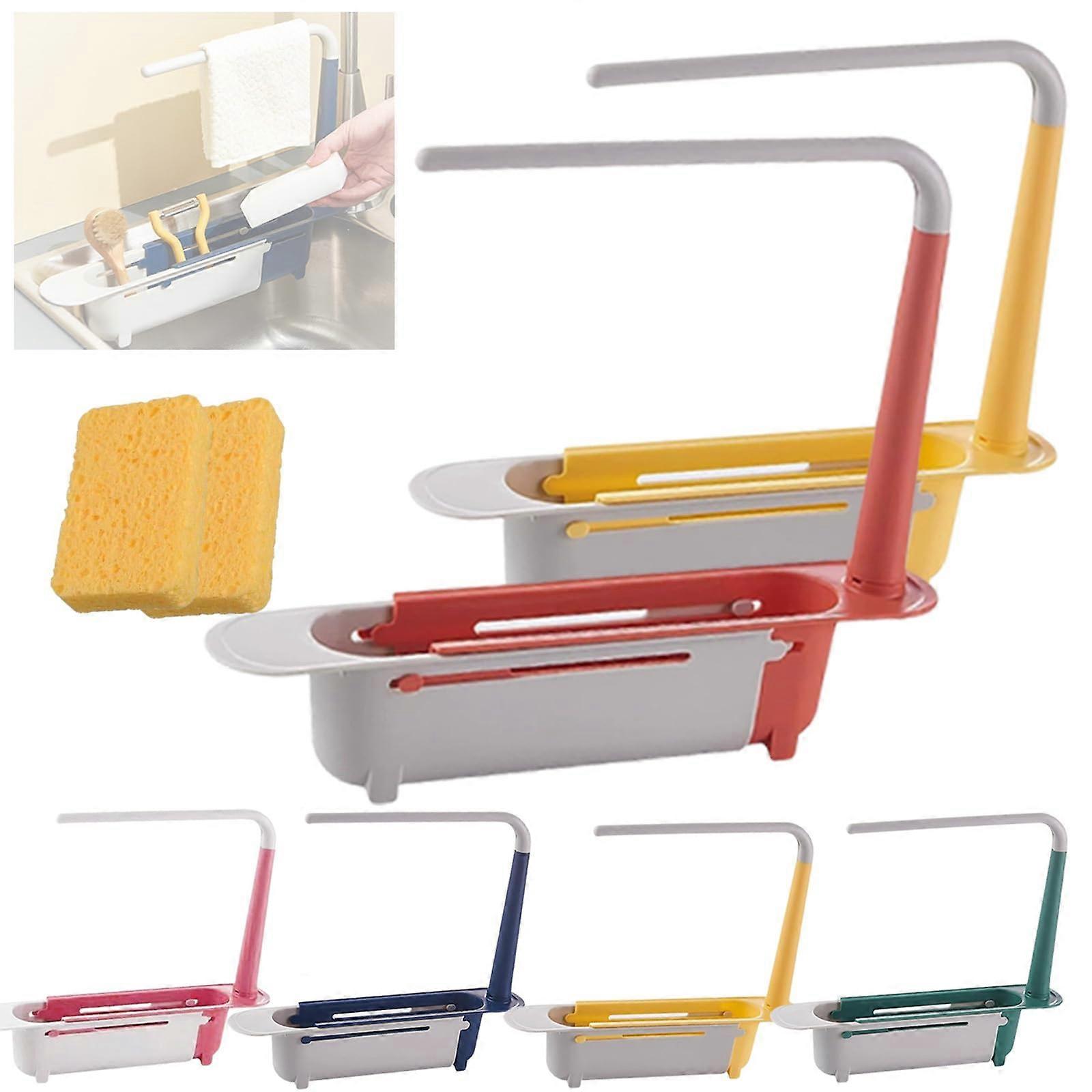 Sink Storage Rack, Adjustable Telescopic Kitchen Sink Organizer for Brushes and Cleaners, Multifunctional Rack (MIX3)