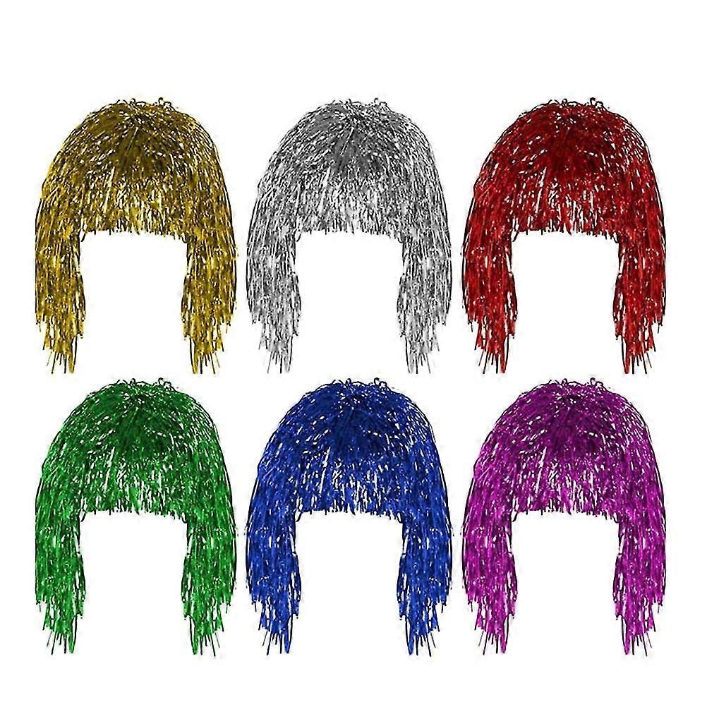 女性のためのスタイリッシュなミックスカラーグリッターウィッグ - 快適な高温繊維パーティー&コスプレウィッグ