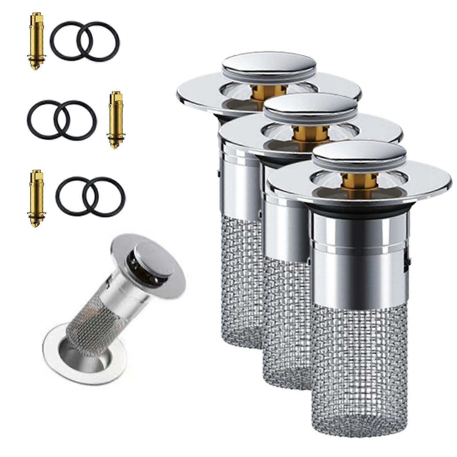 Oxinome Drain, Pop up Drain Stopper, Bathroom Sink Drain Strainer, Strainer with Removable Filter Basket