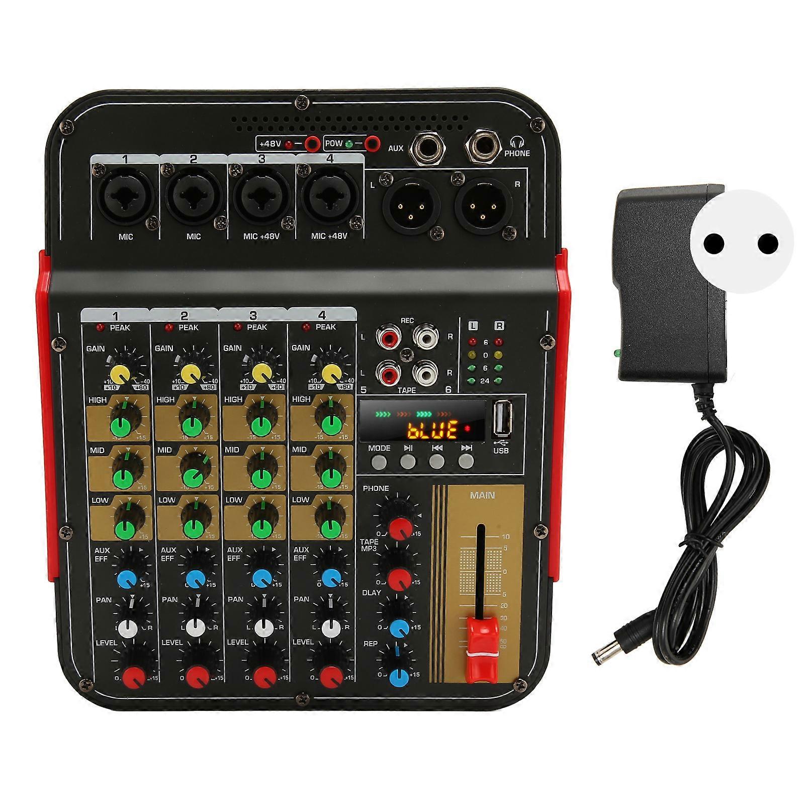 Professional 4-Channel Sound Mixer with Bluetooth, USB, DPS Controller, and Digital Display