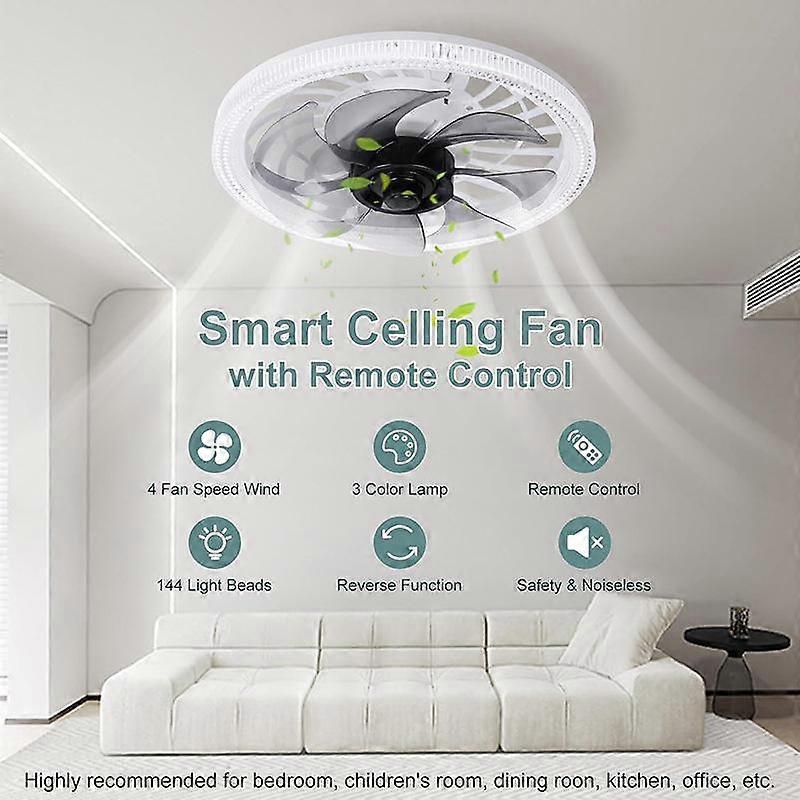 Modern E27 Ceiling Fans Light LED Remote Control Dimmable Quiet Ceiling Fan with Light for Home Kitchen Room