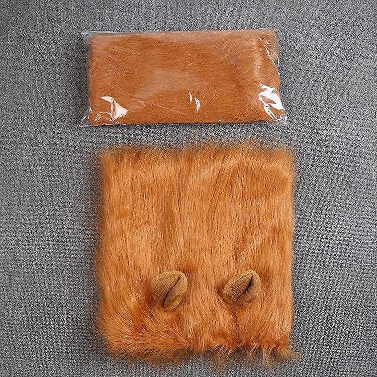 Dogs Emulation Lion Hair Mane with Tail for Medium To Large Sized Dogs Max 80cm Head Circumference Pet Cosplay Cap Scarf