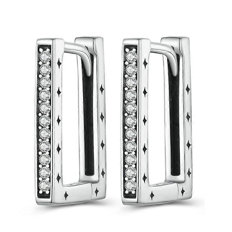 BSE739 Sterling Silver Geometric Minimalist Rectangular Earrings