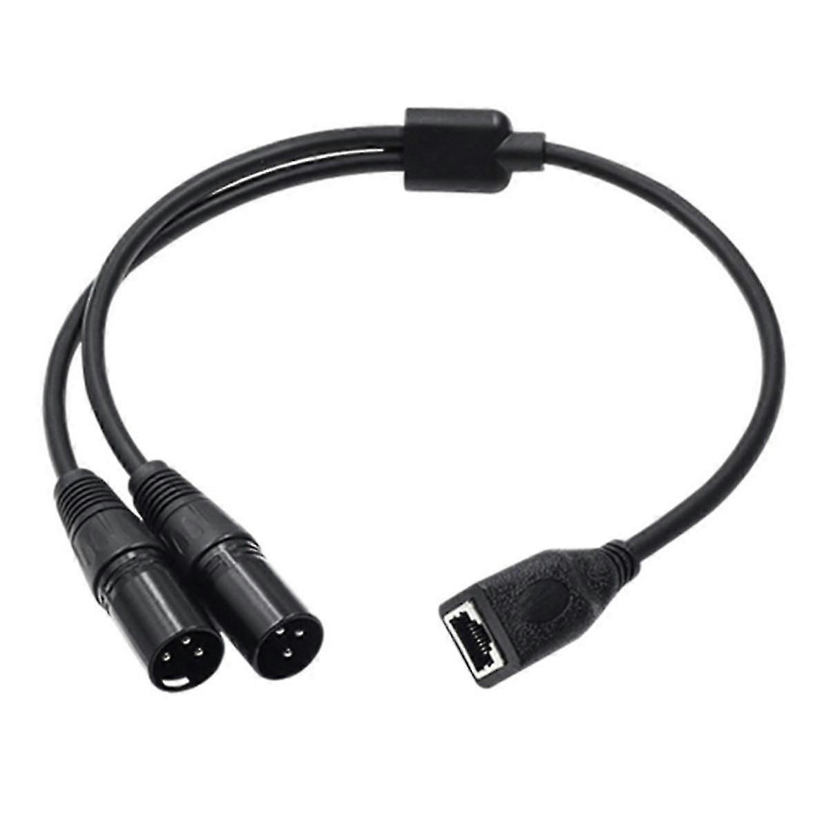 1 Stück Dual-3-Pin-XLR-Stecker auf RJ45-Adapter RJ45-zu-Dual-XLR-DMX-Kabel für DMX-CON-Controller-Serie und Aufnahmestudio