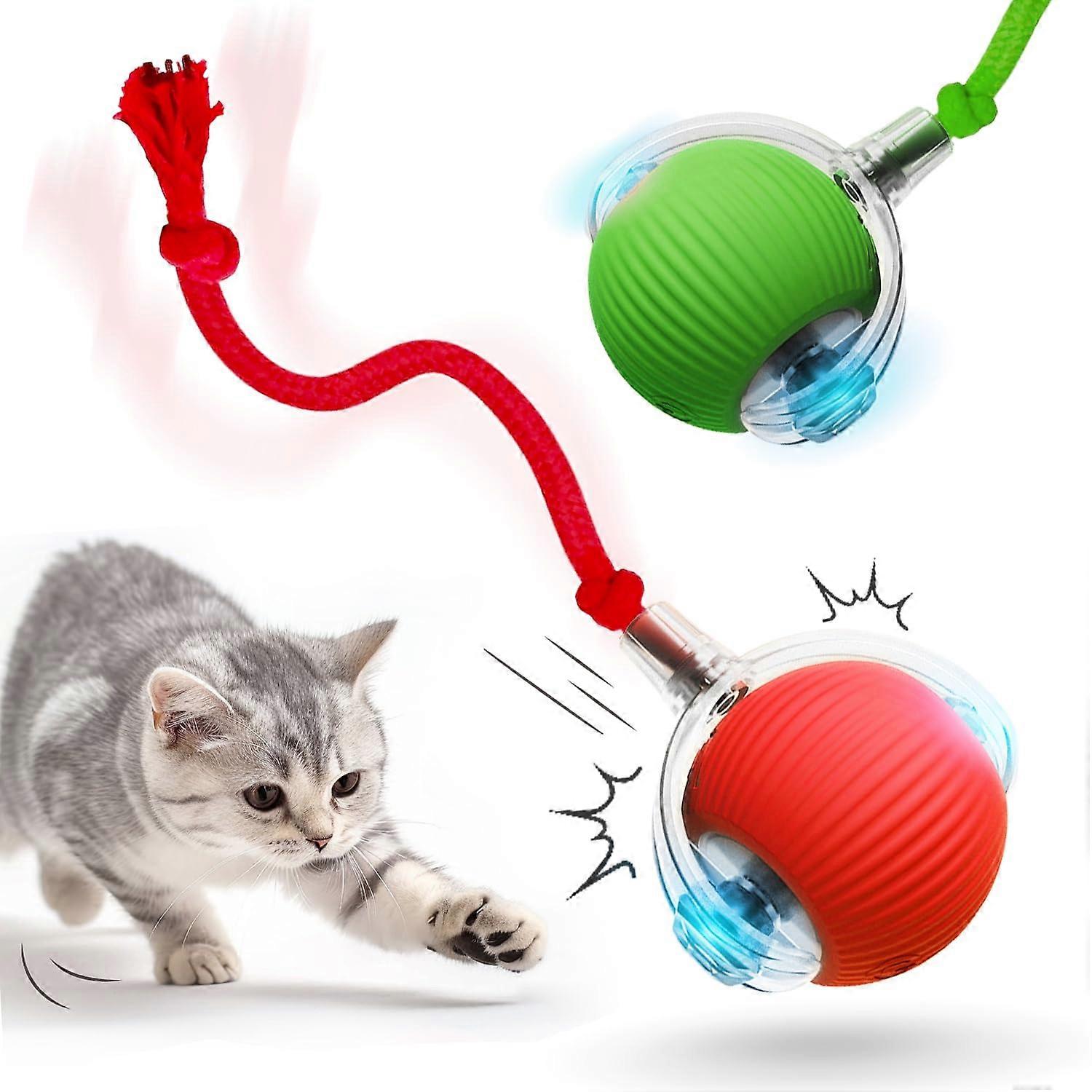 Interactive Cat Toys for Indoor Cats, 2025 Upgraded Smart Self-Rolling Ball, Automatic Moving Pet Ball for Cats and Kittens, 2 Pcs