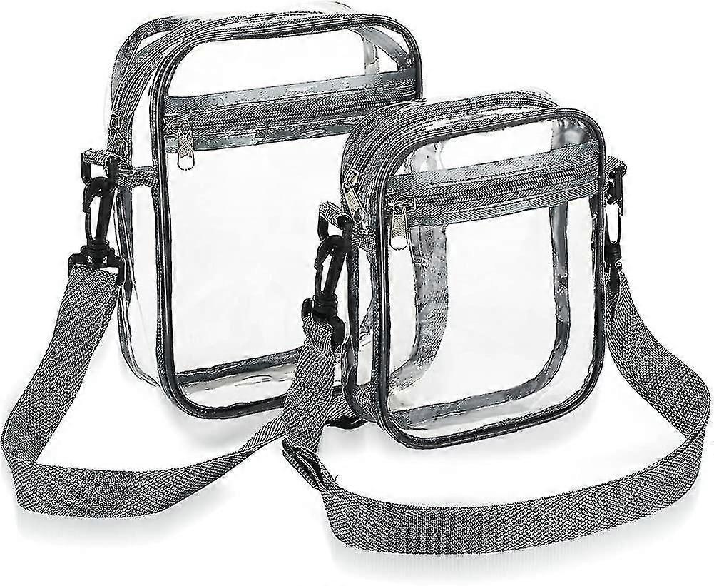 クリアクロスボディバッグ2個クリア財布バッグスタジアム承認調整可能な黒