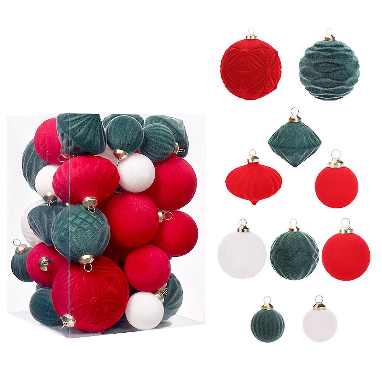 6/35 Pcs Velvet Christmas Balls Decorative Hanging Xmas Tree Ornaments New Year Party Pendants