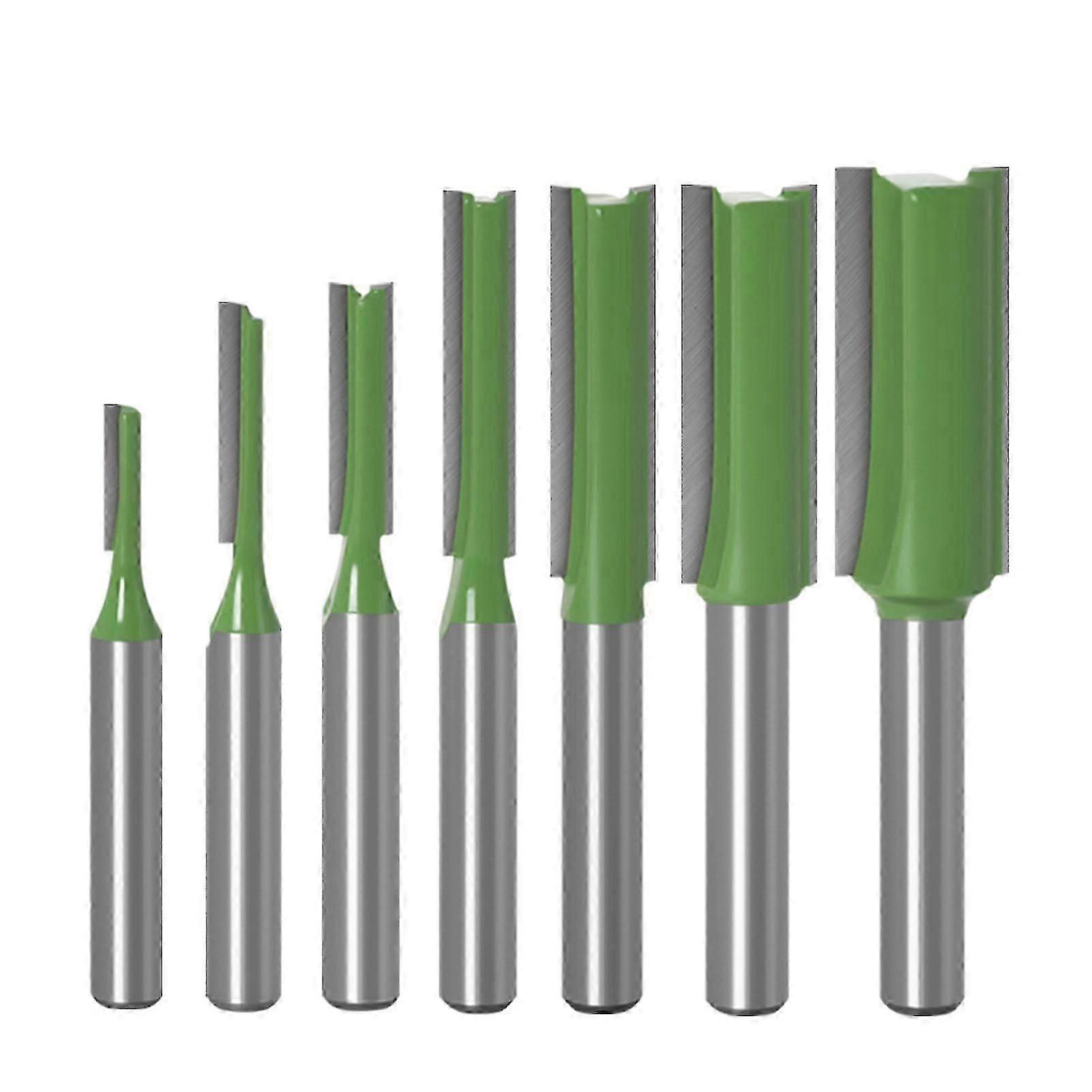 7PCS Router Bits Set 6mm Shank 3 4 5 6 8 10 12mm Blade Diameter Double Flute Straight Bit for Woodworking Milling Cutter Tool