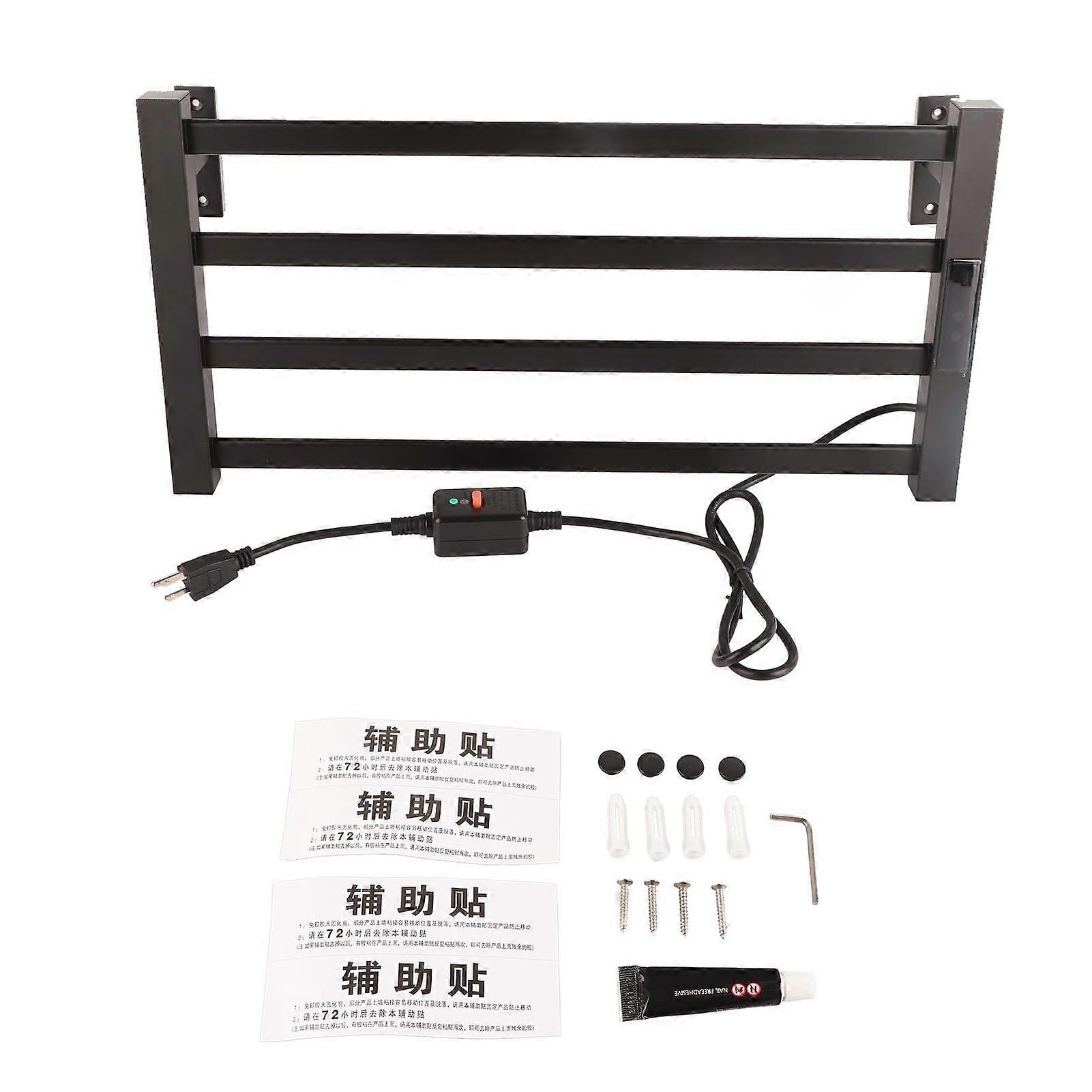 Thermostatic Towel Rack Digital Display Punching Free Wall Mounted Electric Heated Towel Shelf