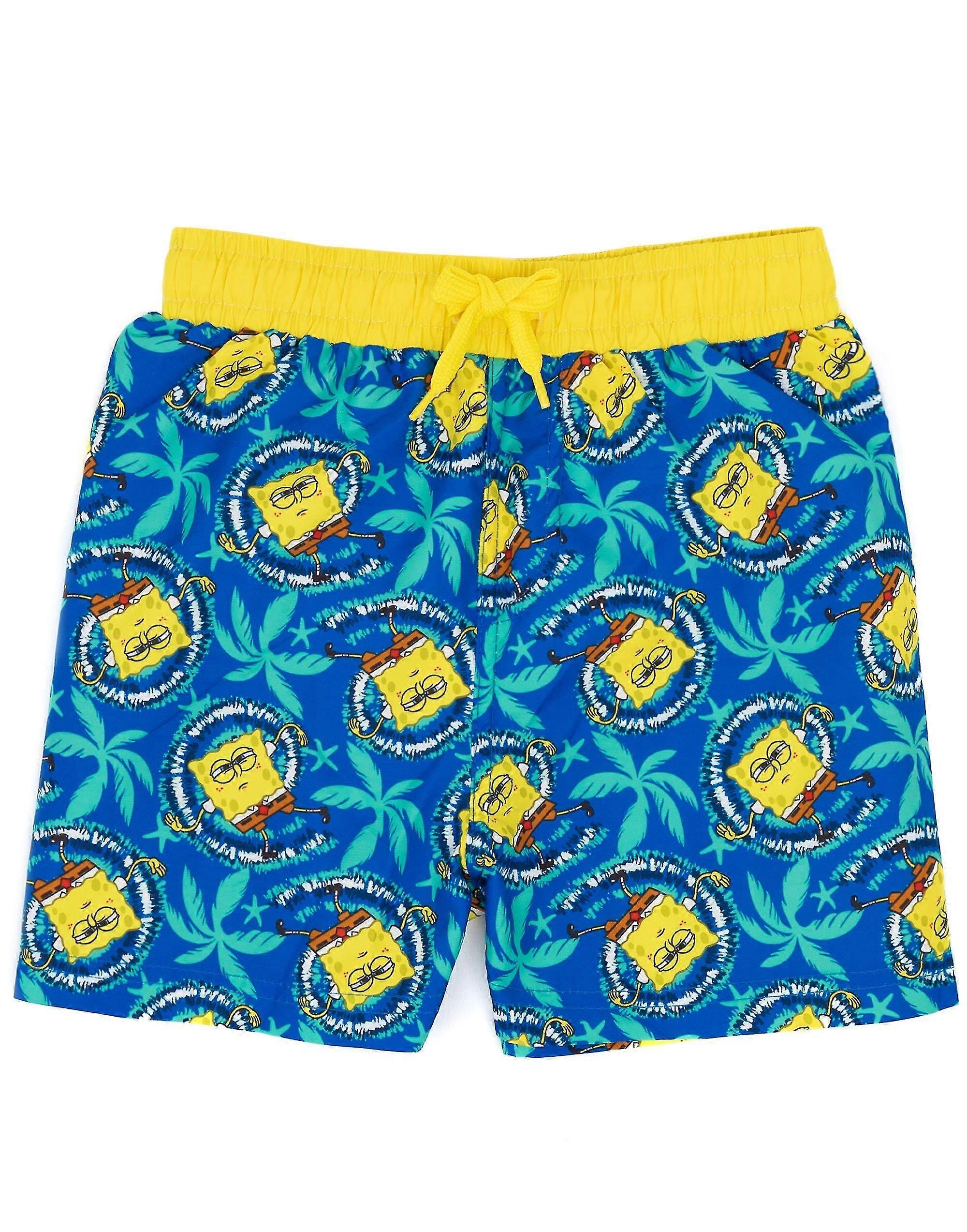 Pojkar Badshorts Blå Spongebob Överallt Tropiskt Tryck