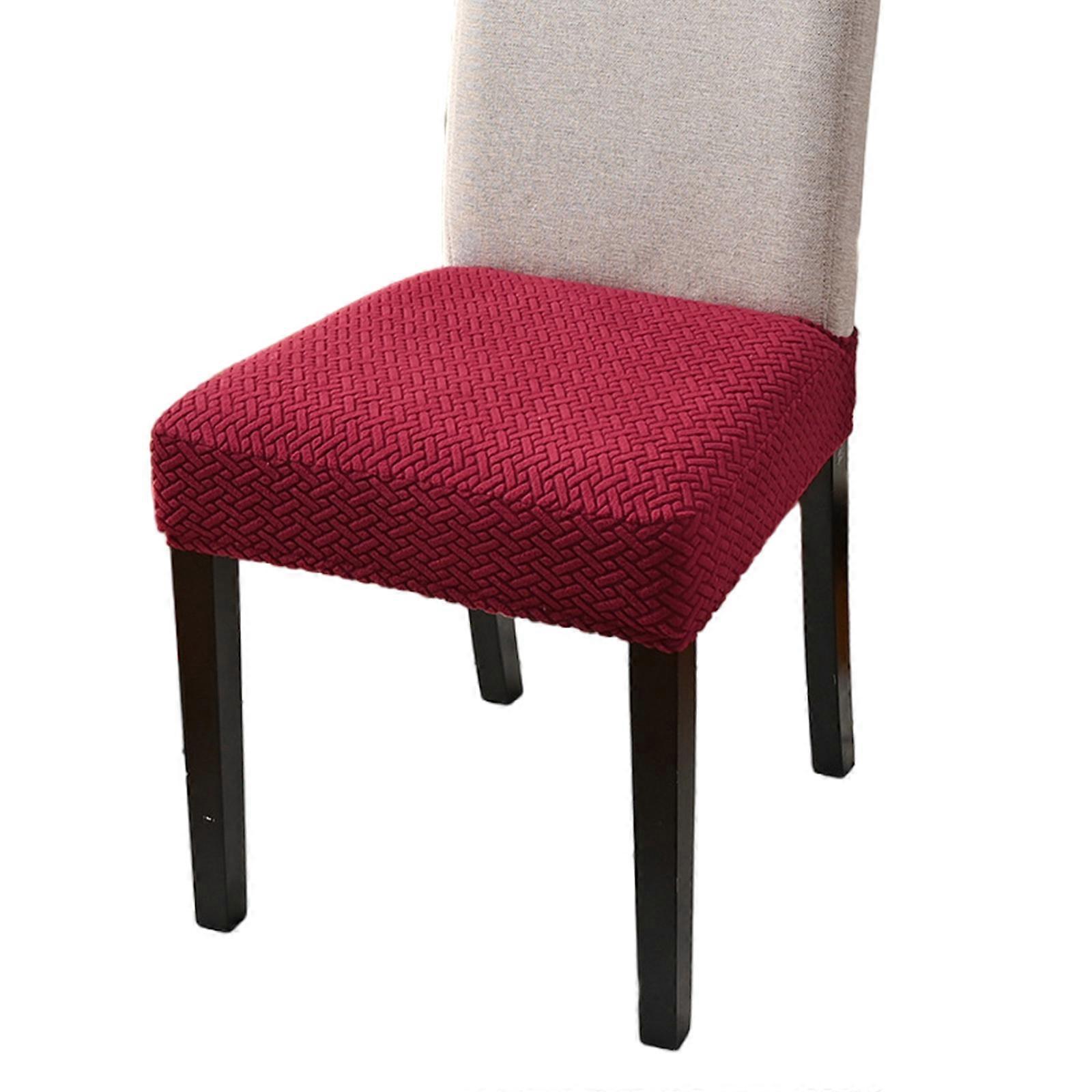 Machine Washable Stretch Seats Cover for Dining Room Polyester AntiSlip Elastics Seat Protectors Multipurpose Use Burgundy