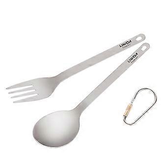 Titan Outdoor Besteck Set Leichte langlebige Camping Löffelgabel Kompaktes Design Rostfreies Material 2-teiliges Set für Reisen Hikin