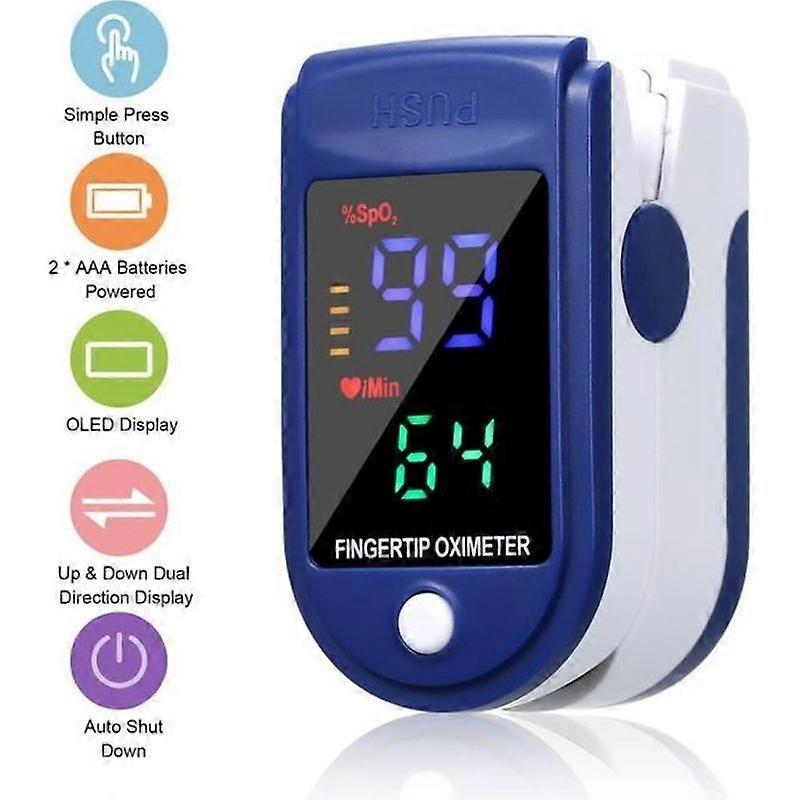Blood Oxygen Monitor Finger Pulse Blood Oxygen Clip Heart Rate Monitor-Four Color Digital TubeBlue