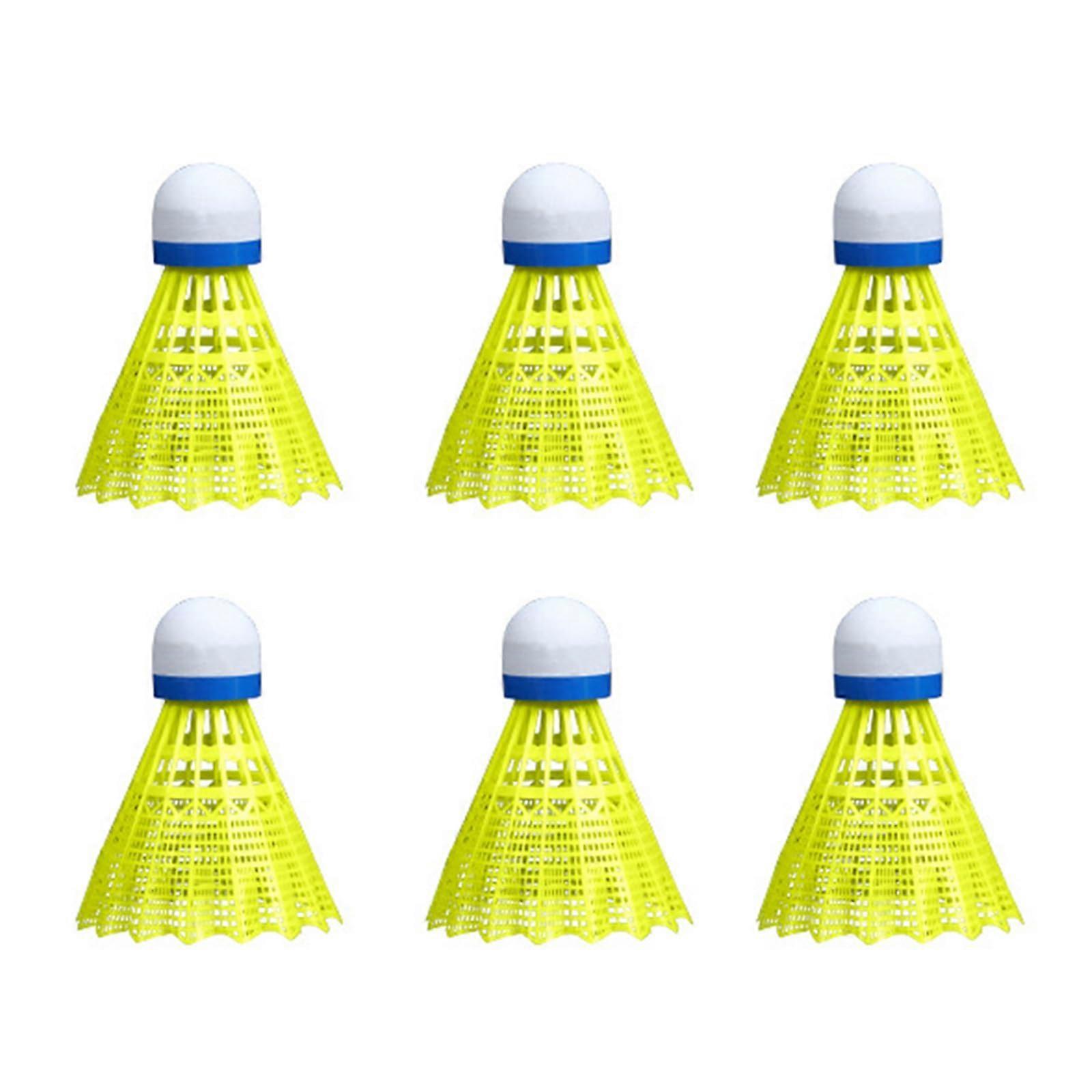 "Badminton Nylon Shuttlecocks Pack of 6 for Outdoor Play - High Stability Yellow Shuttlecocks for All Skill Levels"
